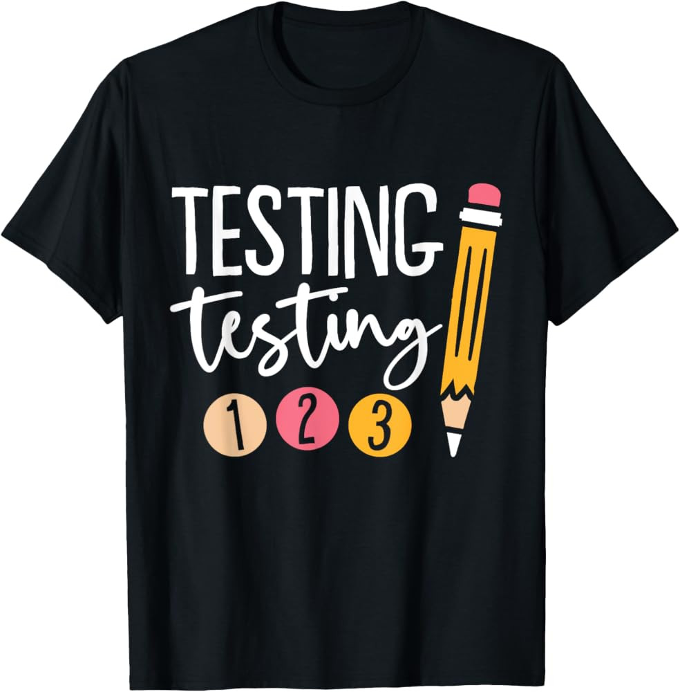 Cute Kindergarten Teacher Gifts & Apparel Black Testing Day T-Shirt | Amazon (US)