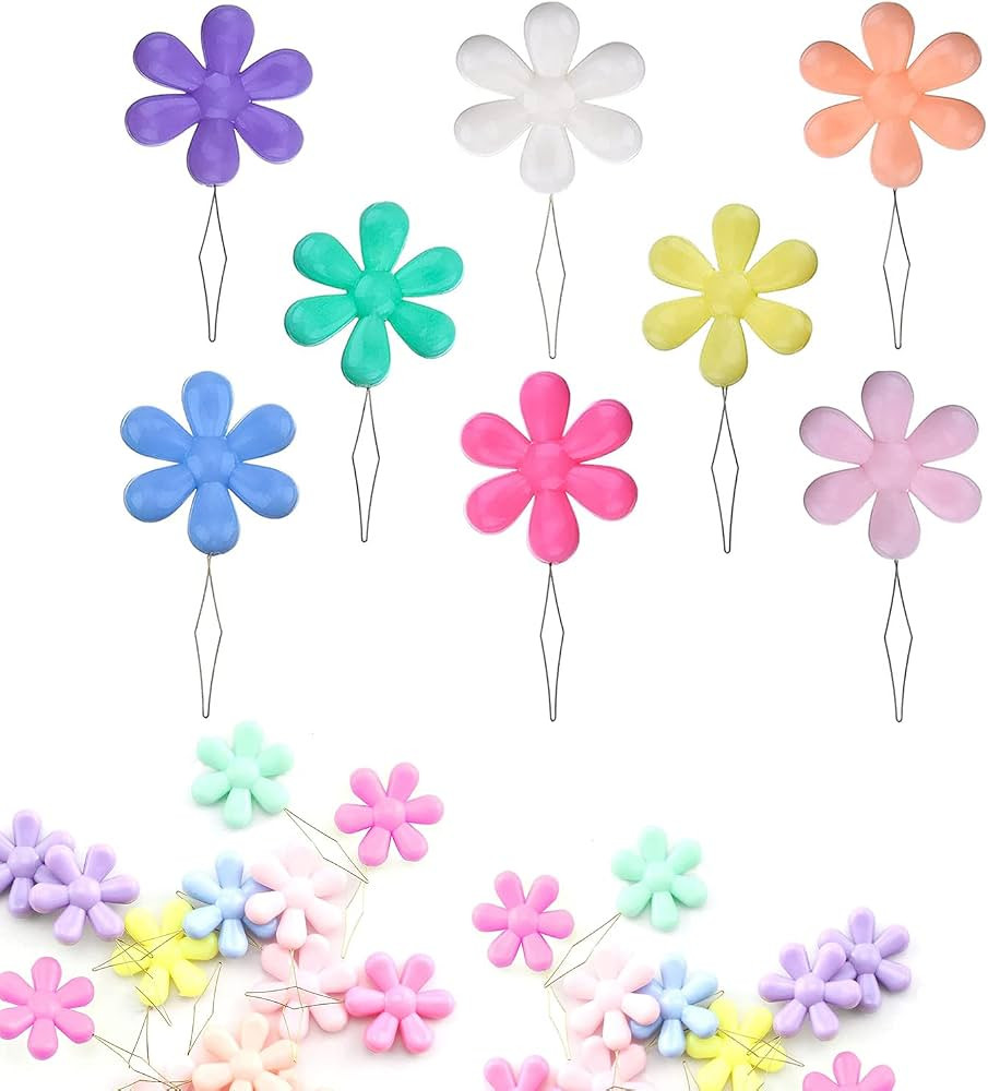 BEADNOVA Needle Threaders 25pcs Plastic Sewing Needle Threader Tool Flower Head Needle Threaders for Sewing Small Eye Needles Embroidery Craft Knitting Quilting (25pcs, Mix Colors) | Amazon (US)