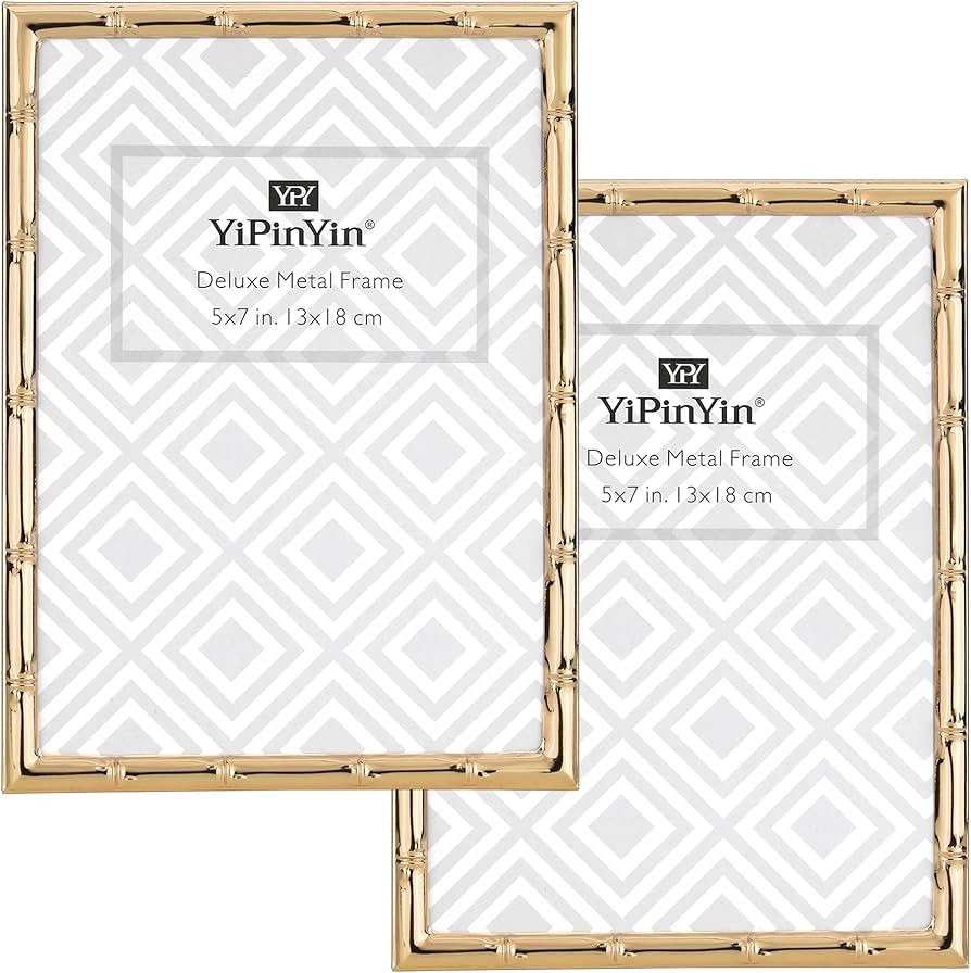 5x7'' Bamboo Detail Dark Gold Metal Picture Frame 2pack,Elegant Gold Plated Baby Nurse Photo Fram... | Amazon (US)