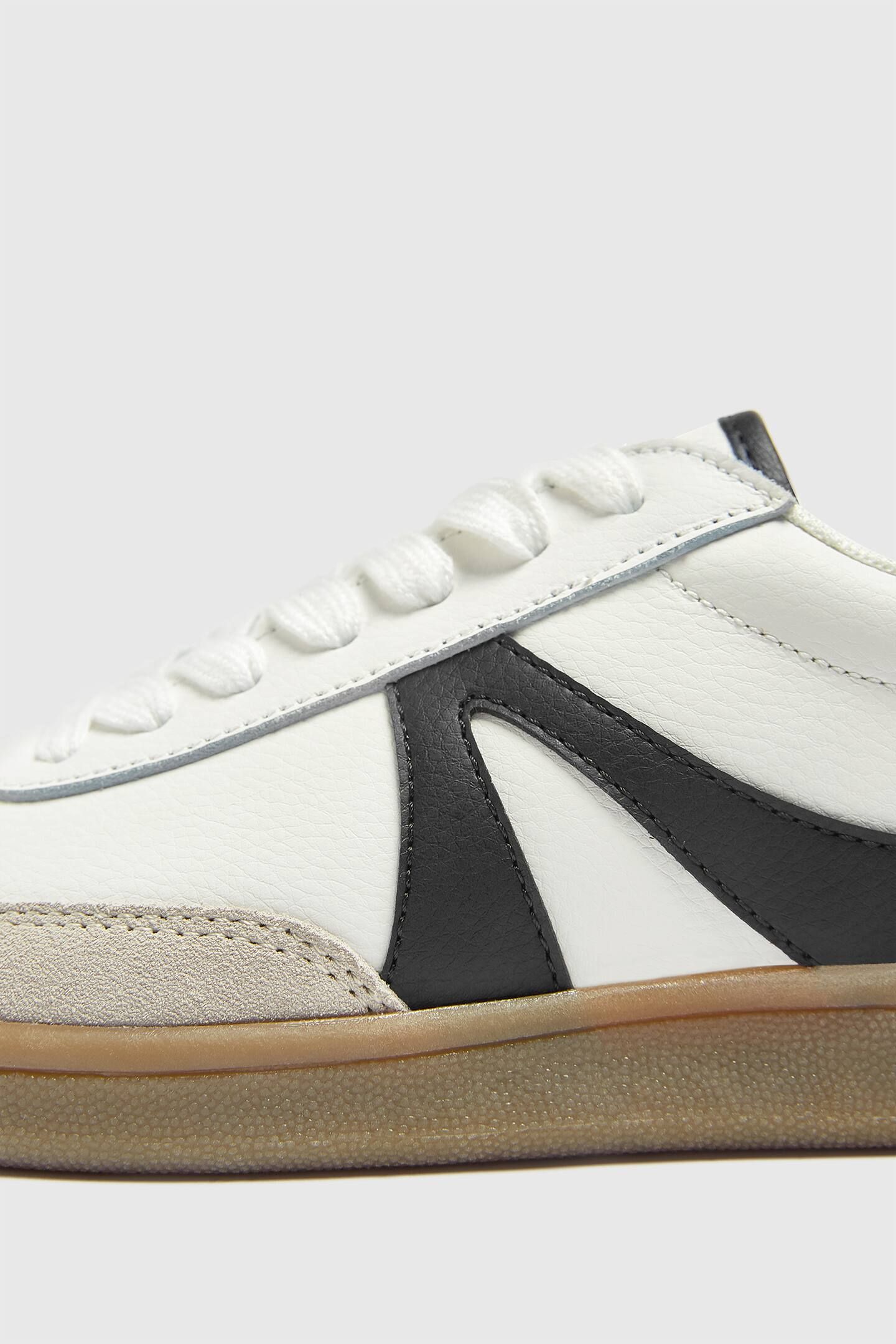 Leather casual retro trainers | PULL and BEAR UK