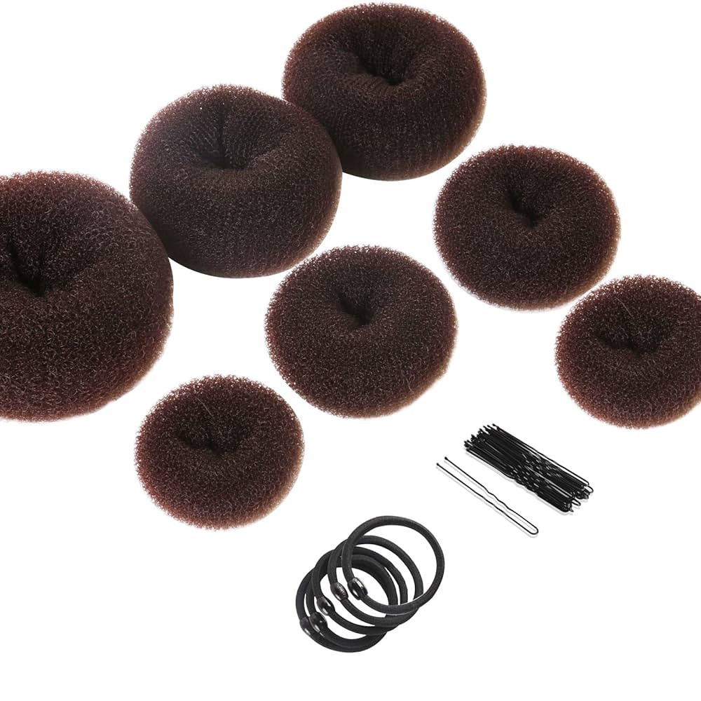 Teenitor Donut Hair Bun Maker Set - 7 Rings (1 Extra-Large, 2 Large, 2 Medium, 2 Small), 5 Elasti... | Amazon (US)