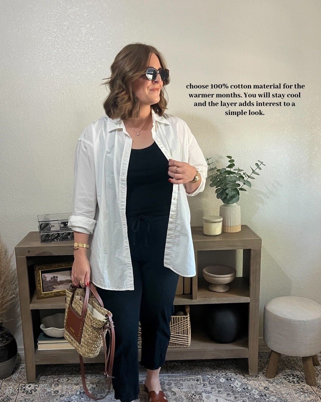 Elevated casual Summer outfit // 100% cotton is perfect for a button down in the summer. It will keep you cool and the layer adds interest to a simple look. 

My button down is older from Target (Universal Thread brand), linked similar styles. A linen blend material would work too!

#LTKMidsize #LTKStyleTip #LTKSummerEdit