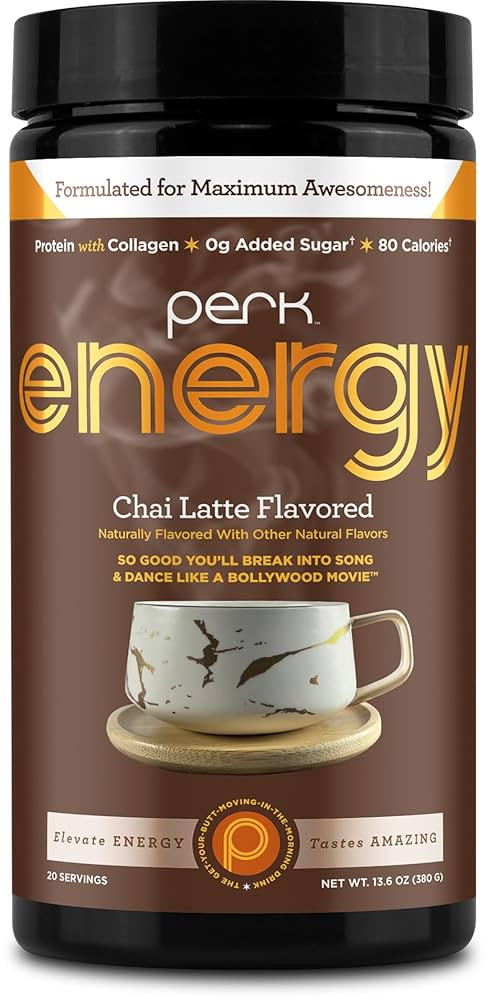 Perk Energy Original Chai Latte Flavored Drink Powder (20 Servings) - Gluten-Free, Peanut-Free | Amazon (US)