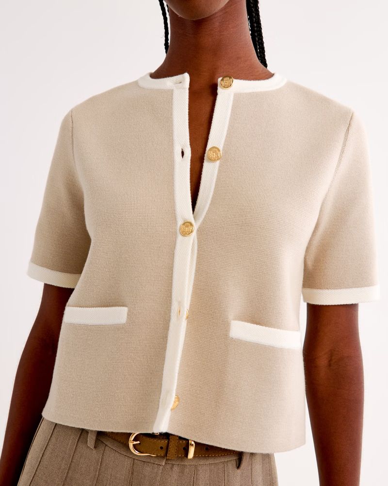 Women's LuxeLoft Short-Sleeve Cardigan | Women's New Arrivals | Abercrombie.com | Abercrombie & Fitch (US)