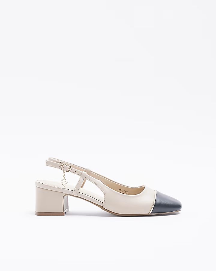 Beige heeled court shoes | River Island (UK & IE)