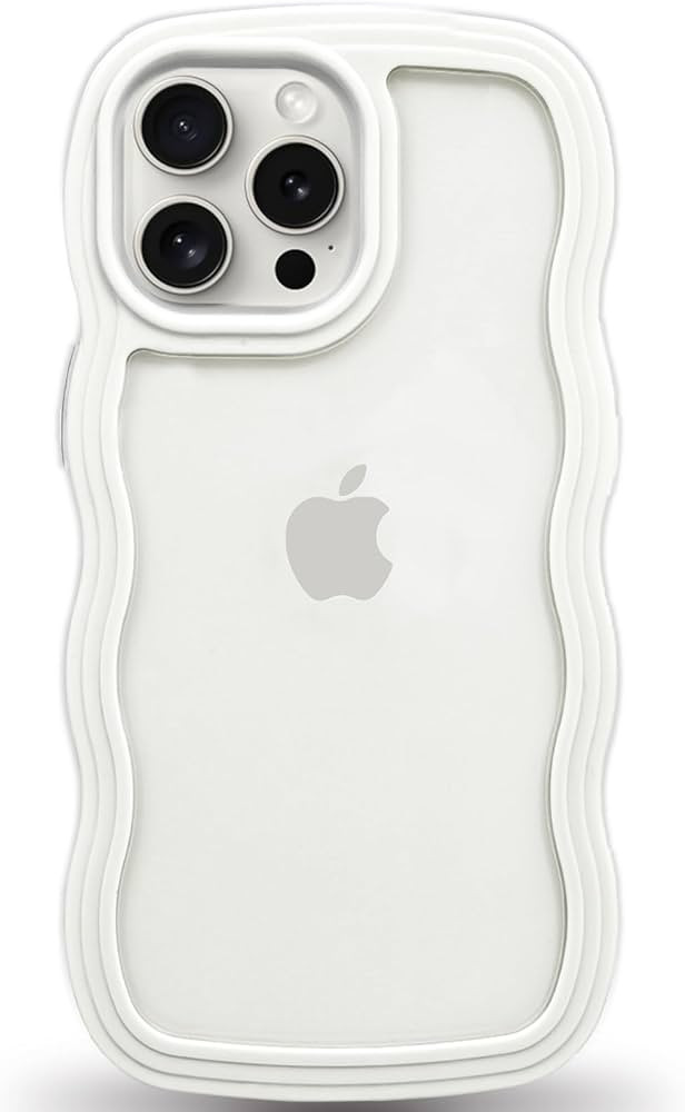 Anuck for iPhone 15 Pro Case Wavy Edge Clear Back Design, Anti-Slip Grip Cute Wave Curly Frame Sh... | Amazon (US)