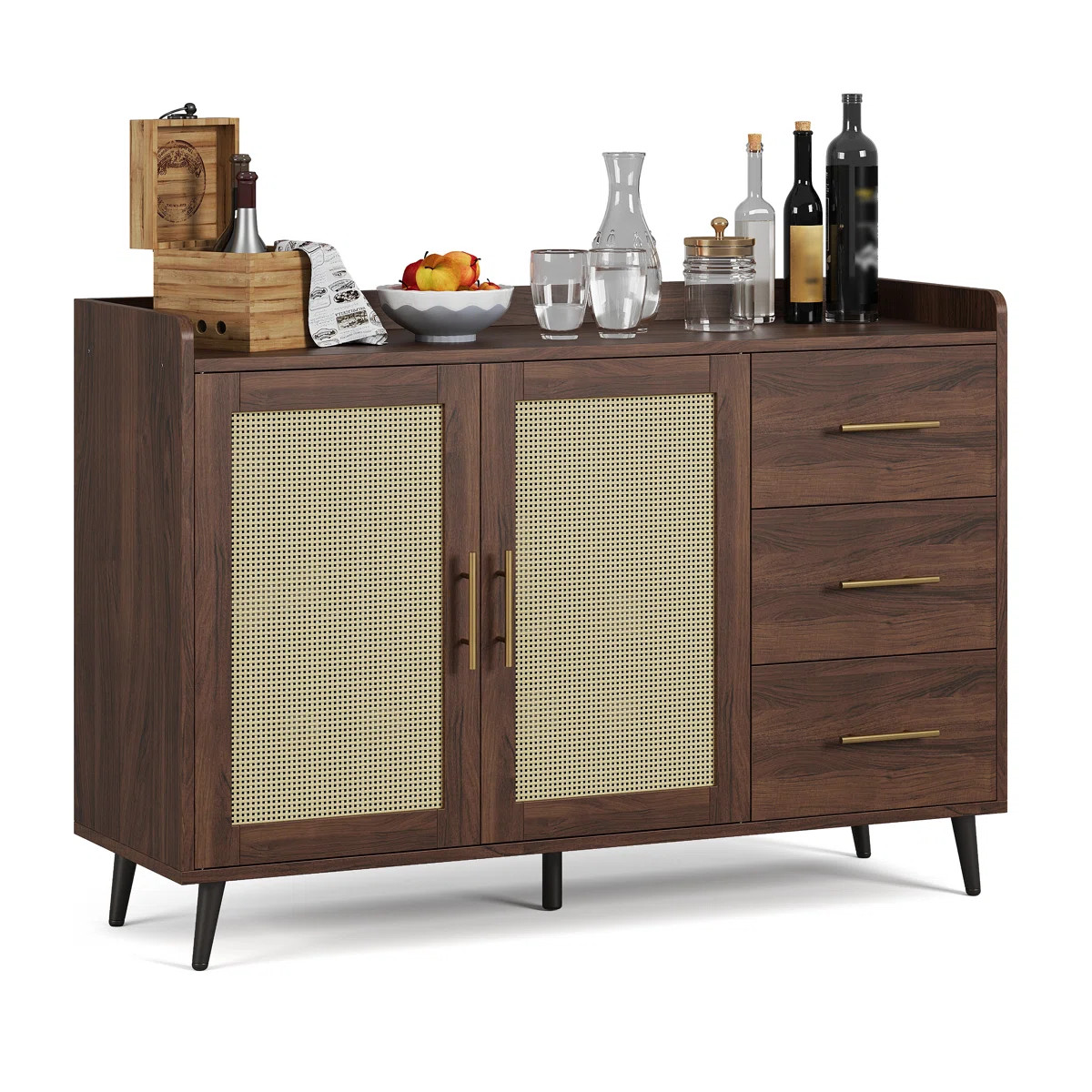 47.24" W Bar Cabinet with Woven Rattan Doors | Wayfair North America