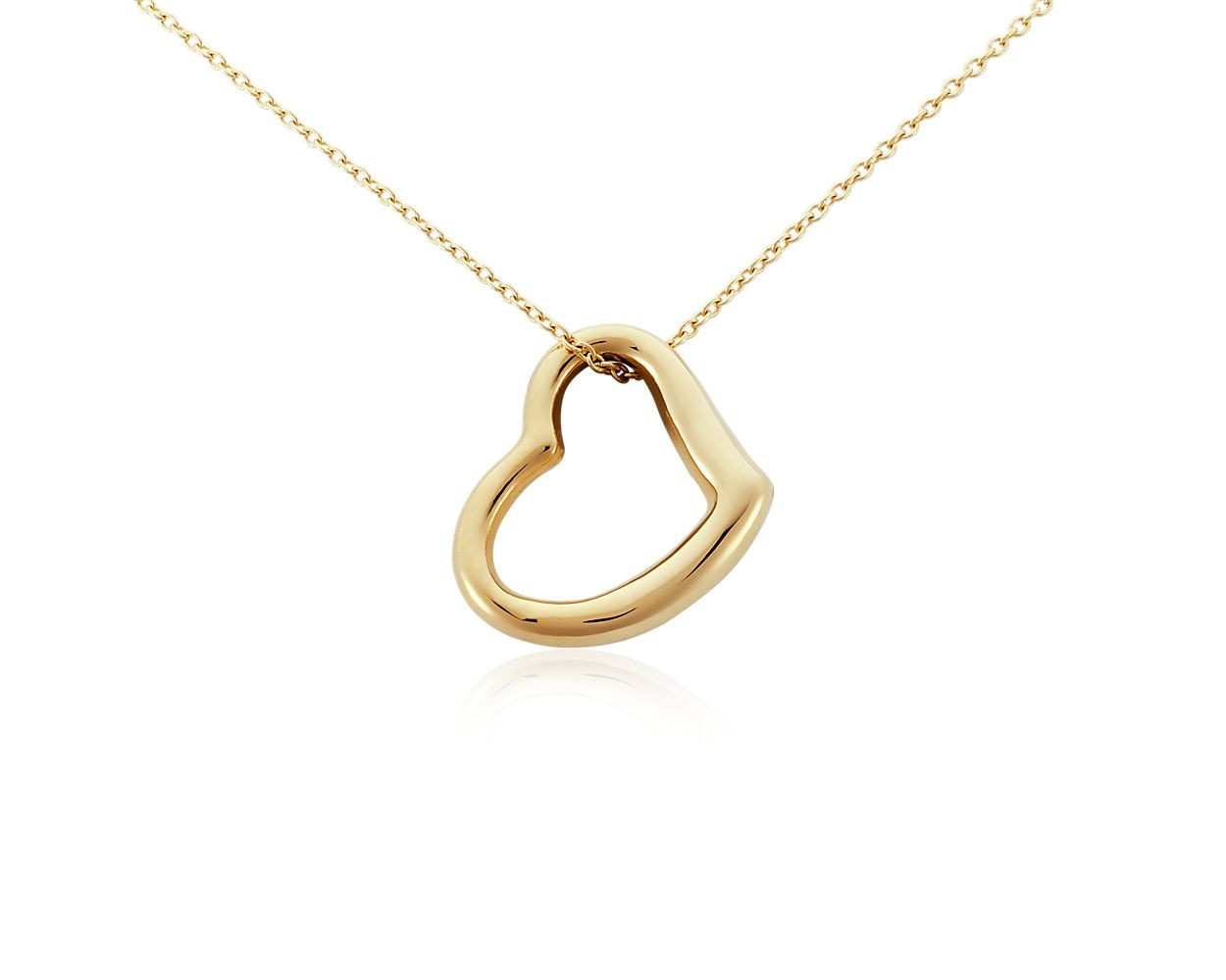 18"" Open Heart Pendant Necklace In 14k Yellow Gold | Blue Nile