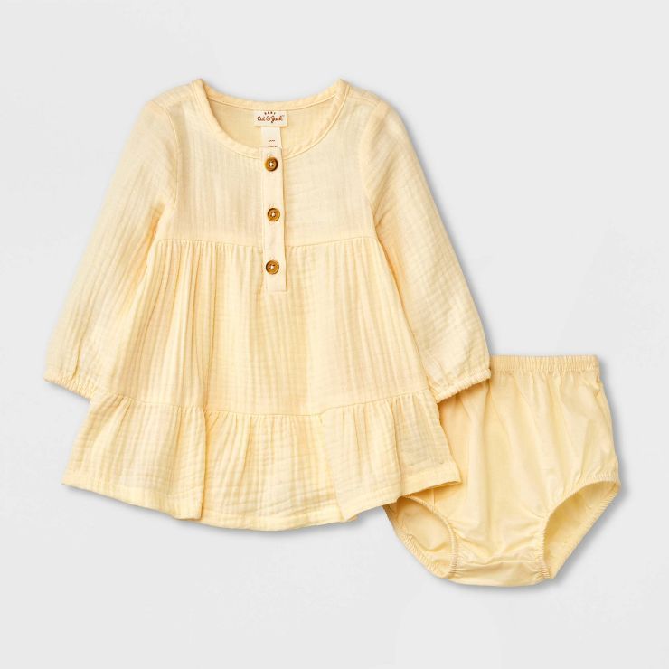 Baby Girls' Solid Long Sleeve Dress - Cat & Jack™ | Target