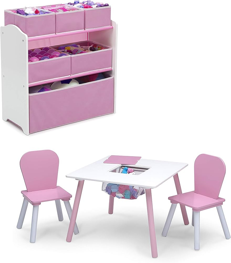 Delta Children 4-Piece Toddler Playroom Set, Pink/White | Amazon (US)