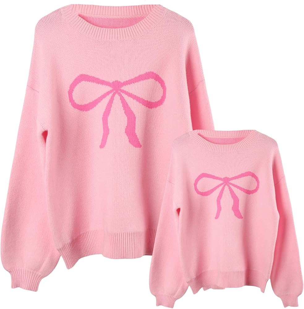 Mommy and Me Valentine's Day Sweaters Love Heart Graphic Sweater Family Matching Outfits Long Sle... | Amazon (US)