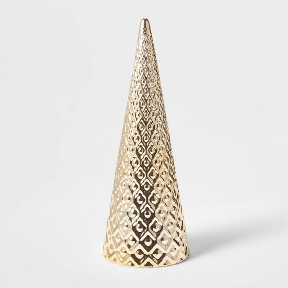 Large Art Deco Ceramic Tree Cone Decorative Figurine Silver - Wondershop&#8482; | Target