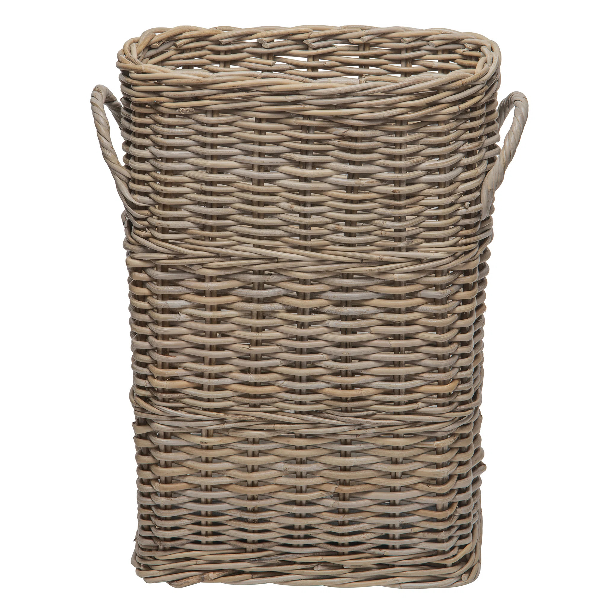 Oval Kobo Umbrella Holder with Galvanized Tin Drip Tray and Handles, Gray Brown | Wayfair North America