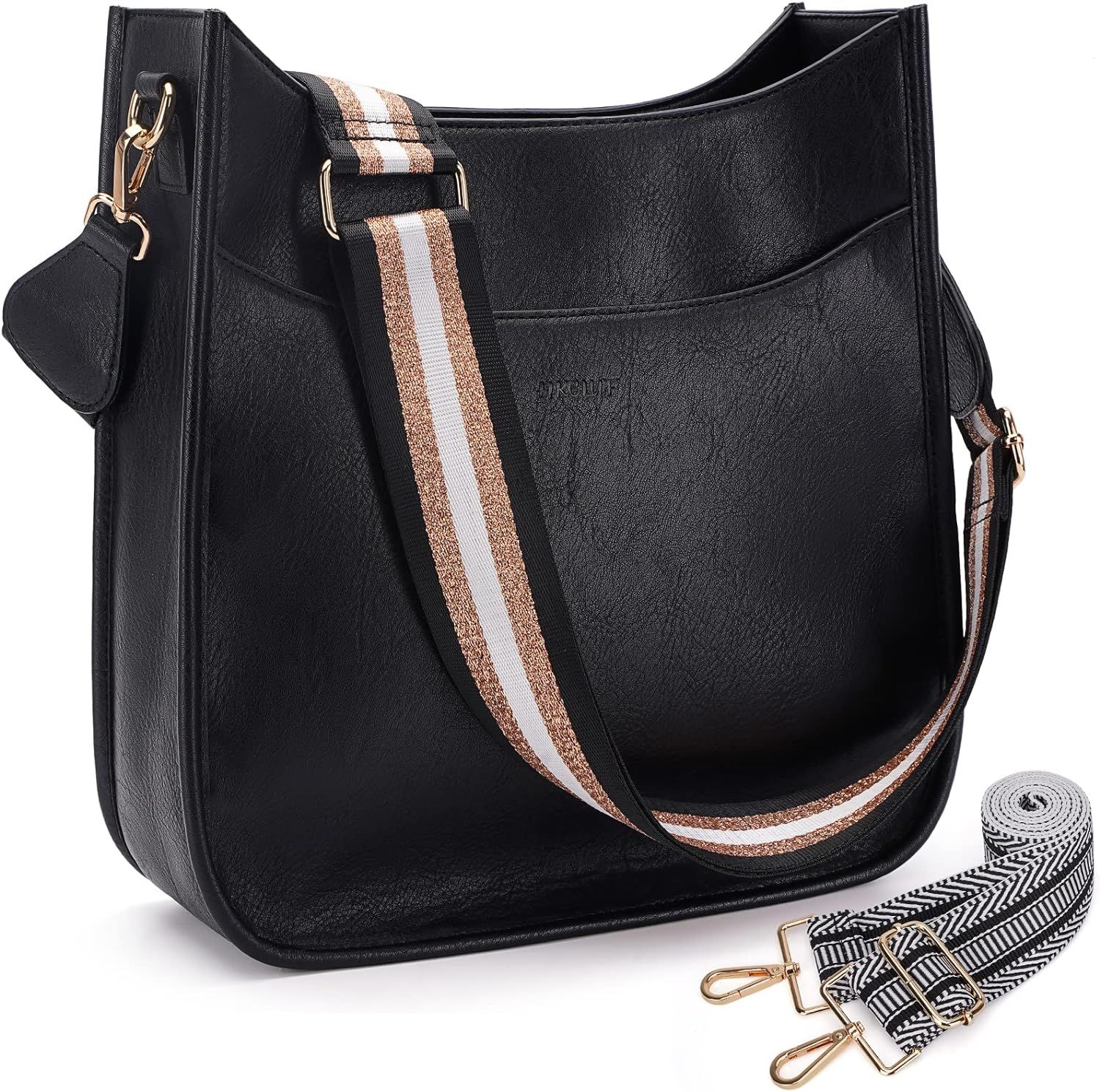 HKCLUF Crossbody Bag for Women Vegan Leather Hobo Handbags Guitar Strap Purse Shoulder Bucket Bag... | Amazon (US)