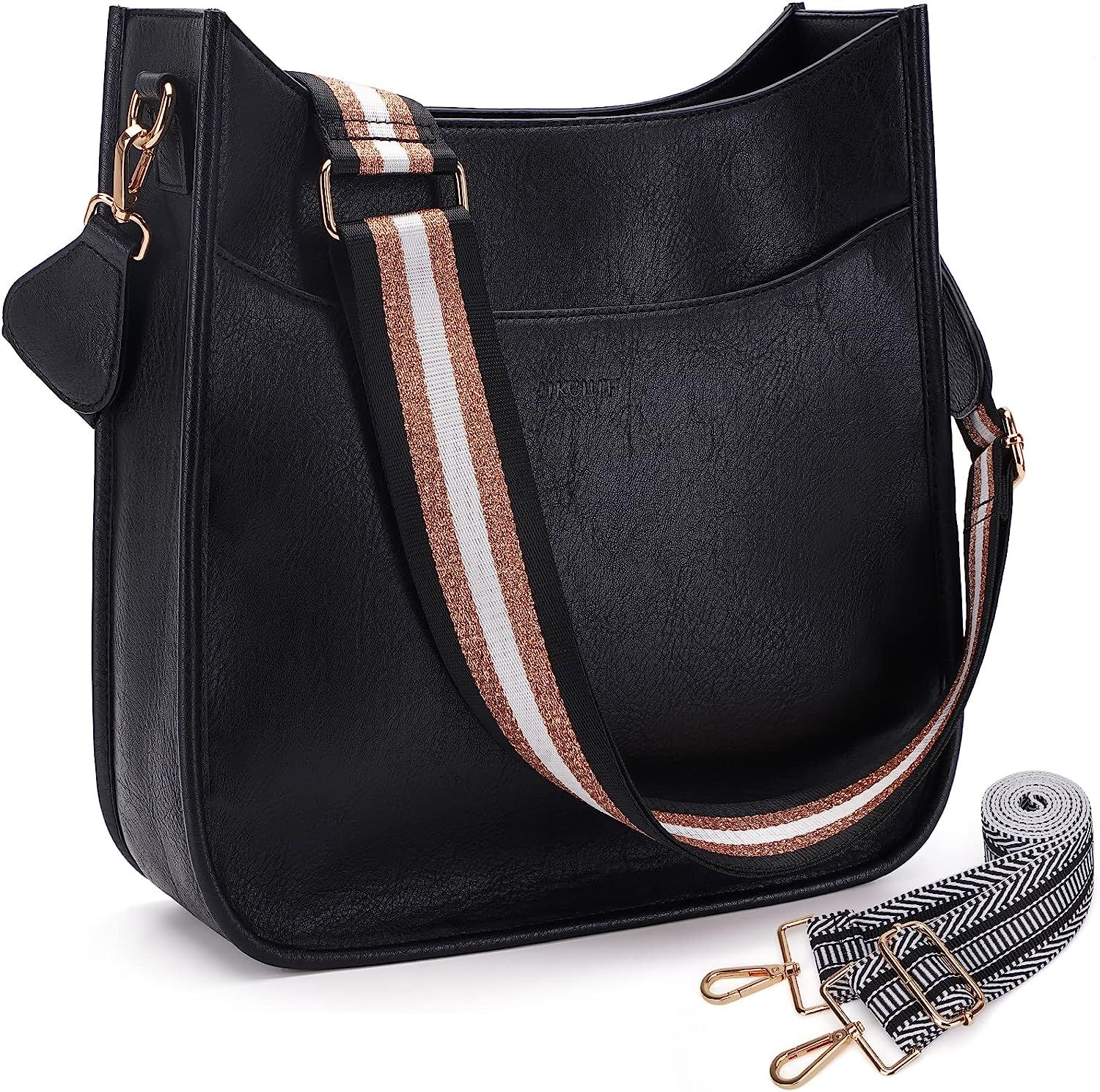 HKCLUF Crossbody Bag for Women Vegan Leather Hobo Handbags Guitar Strap Purse Shoulder Bucket Bag... | Amazon (US)