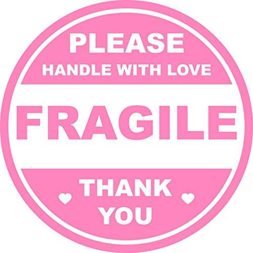2 inch 300 PCS Pink Round Fragile Labels Circle Fragile Stickers for Shipping Mailing Envelops Ca... | Amazon (US)