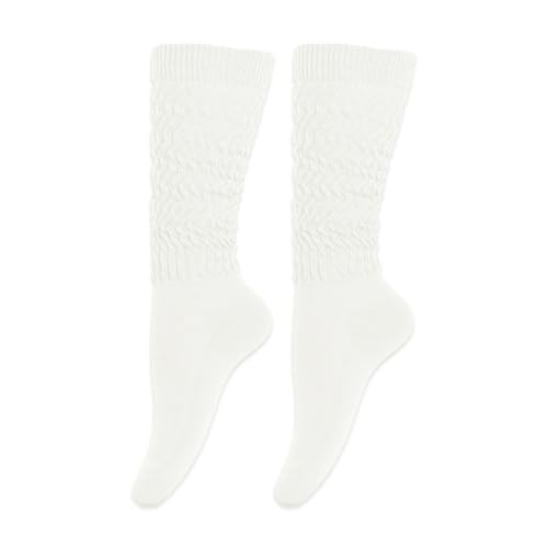 Gvhntk Slouch Socks Women 80s 93s Scrunch Socks Extra Long Slouchy Socks Knee High Socks(White) | Amazon (US)