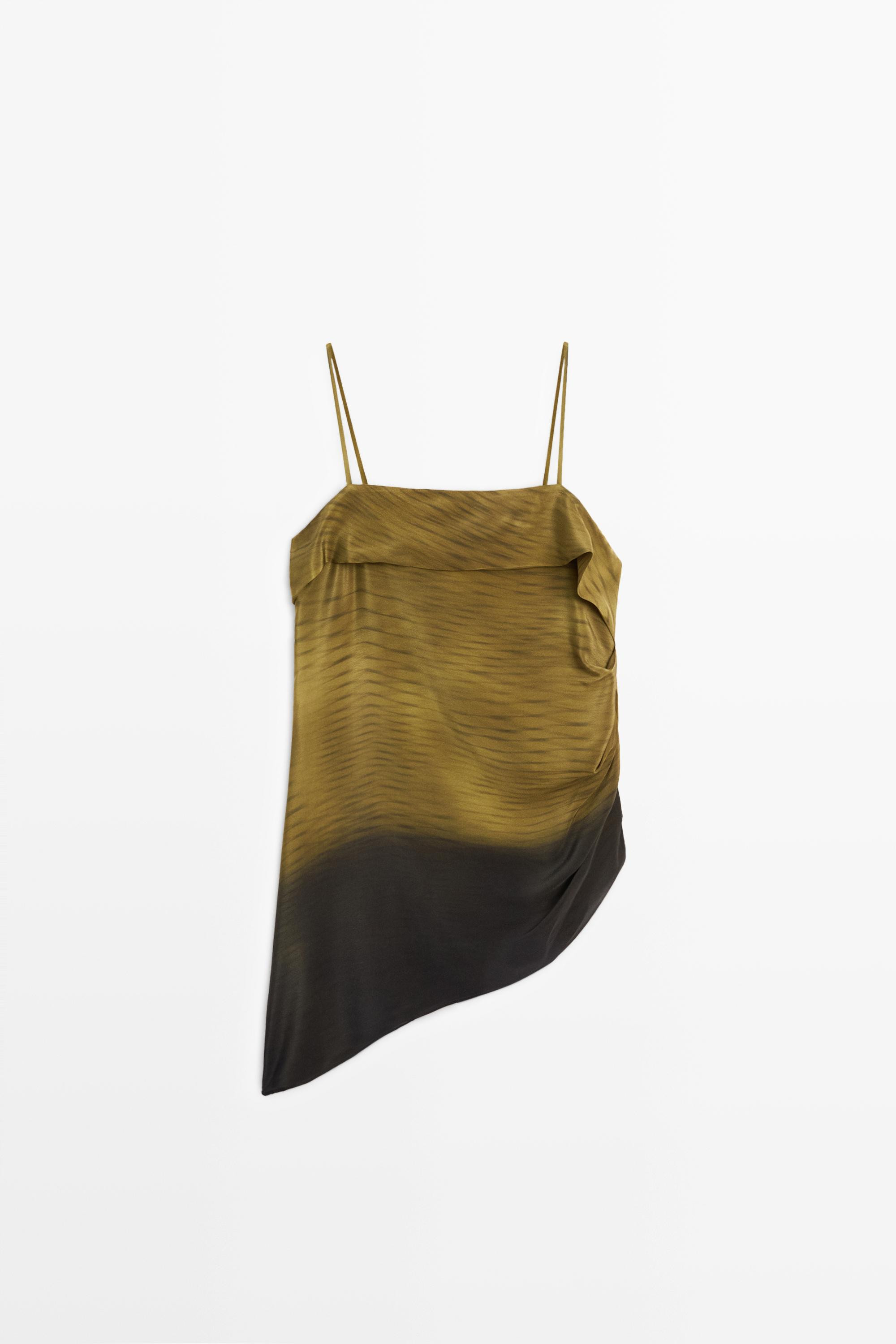 Asymmetric strappy top with draped detail | Massimo Dutti US