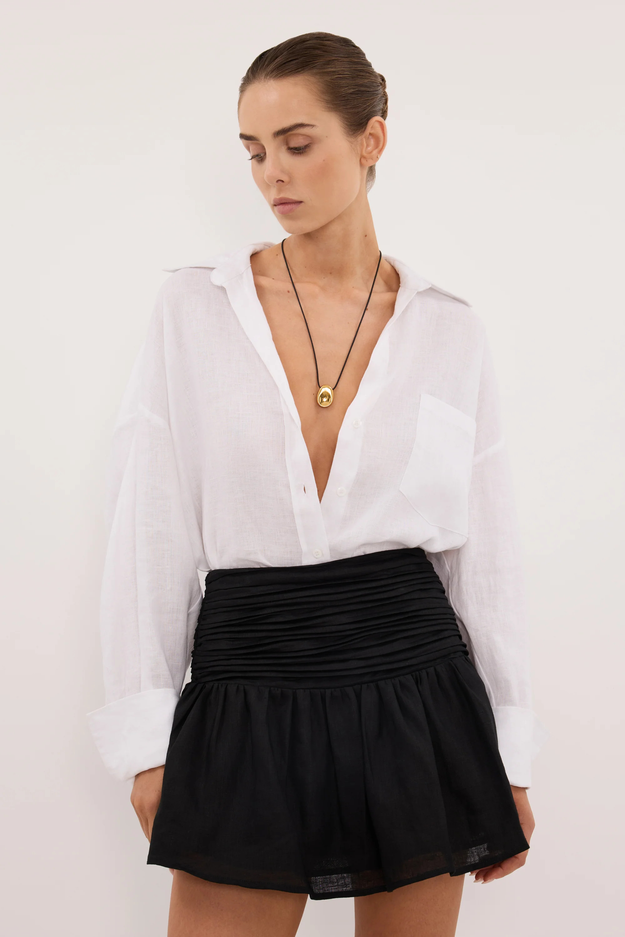 CATANIA BLACK LINEN MINI SKIRT | DISSH