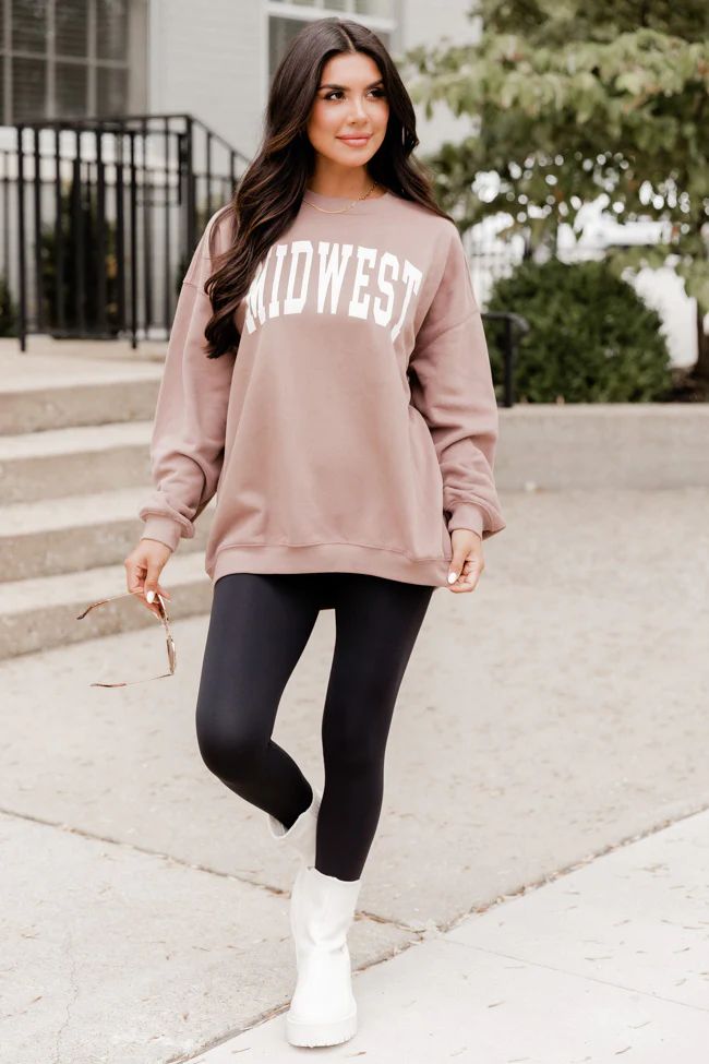 Midwest Mocha Oversized Graphic Sweatshirt | Pink Lily
