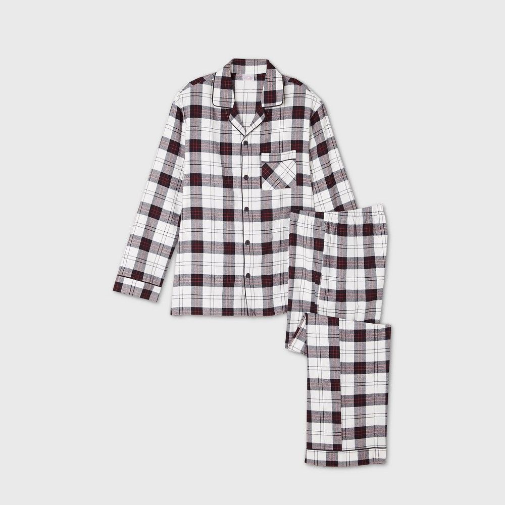 Men's Holiday Plaid Flannel Matching Family Pajama Set - Wondershop White L | Target