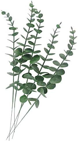 Tinsow 5 Pcs Real Touch Leaf Artificial Eucalyptus Stem Faux Eucalyptuses Wedding Bouquet Centerp... | Amazon (US)