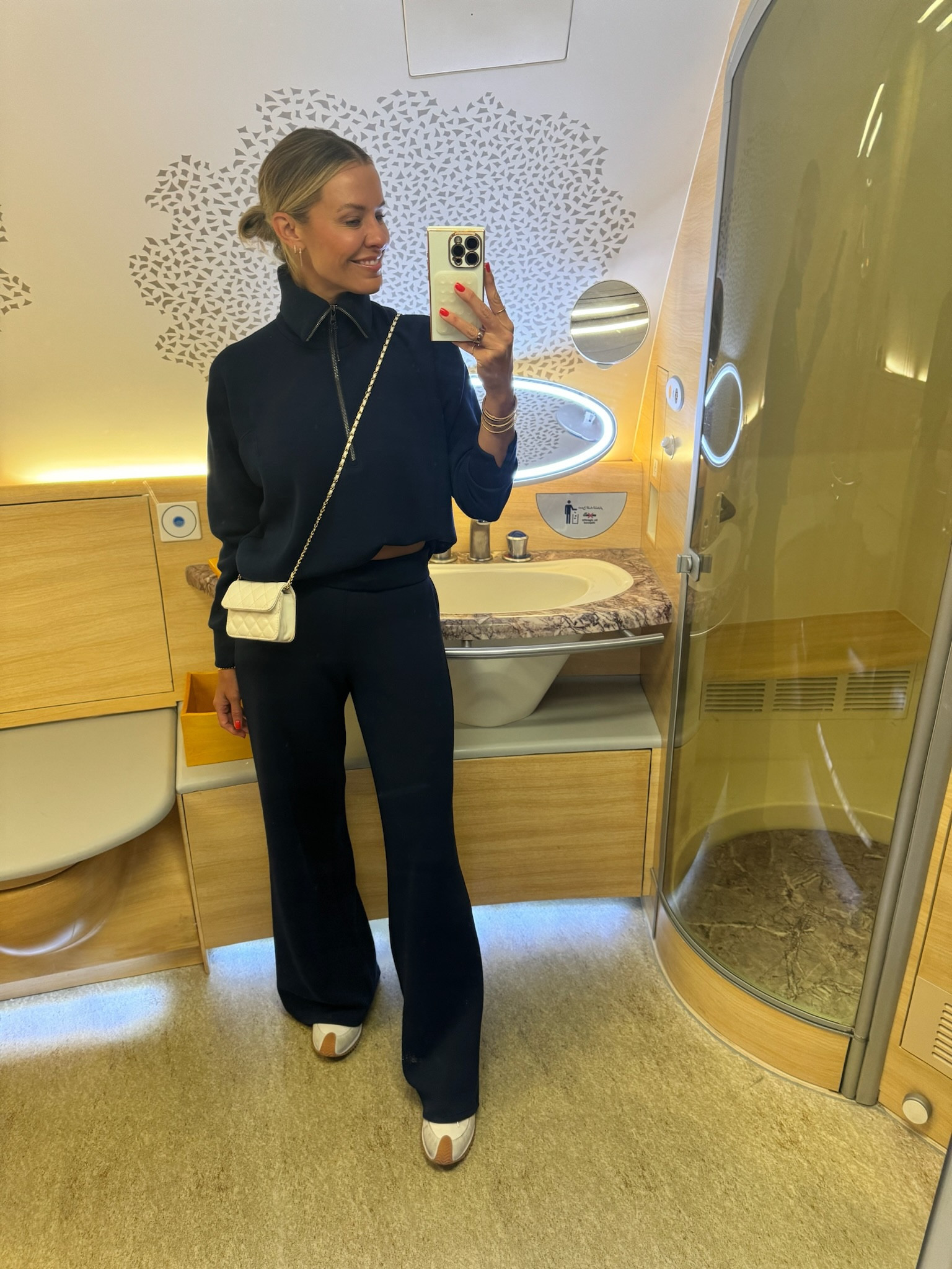 Today’s airplane outfit ✈️ This Spanx matching set is perfect for travel because you are comfy but still look put together. 

Sizing: small in top & small long in pants 
USE CODE “COURTXSPANX” for 10% off 

#LTKStyleTip #LTKSaleAlert #LTKTravel