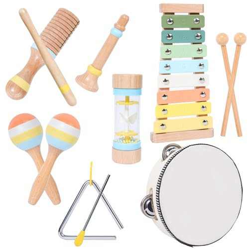 Wooden Montessori Musical Instruments Set for Toddlers 1-3, Preschool Educational Music Toys for Boys Girls, Percussion Instruments Toy with Storage Bag | Amazon (US)
