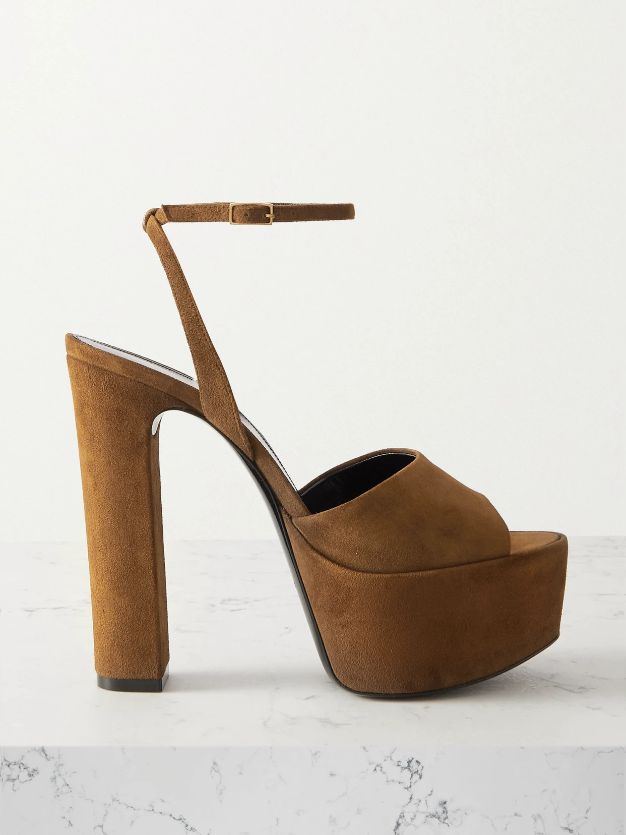 SAINT LAURENT - Jodie Suede Sandals - Brown | NET-A-PORTER (US)