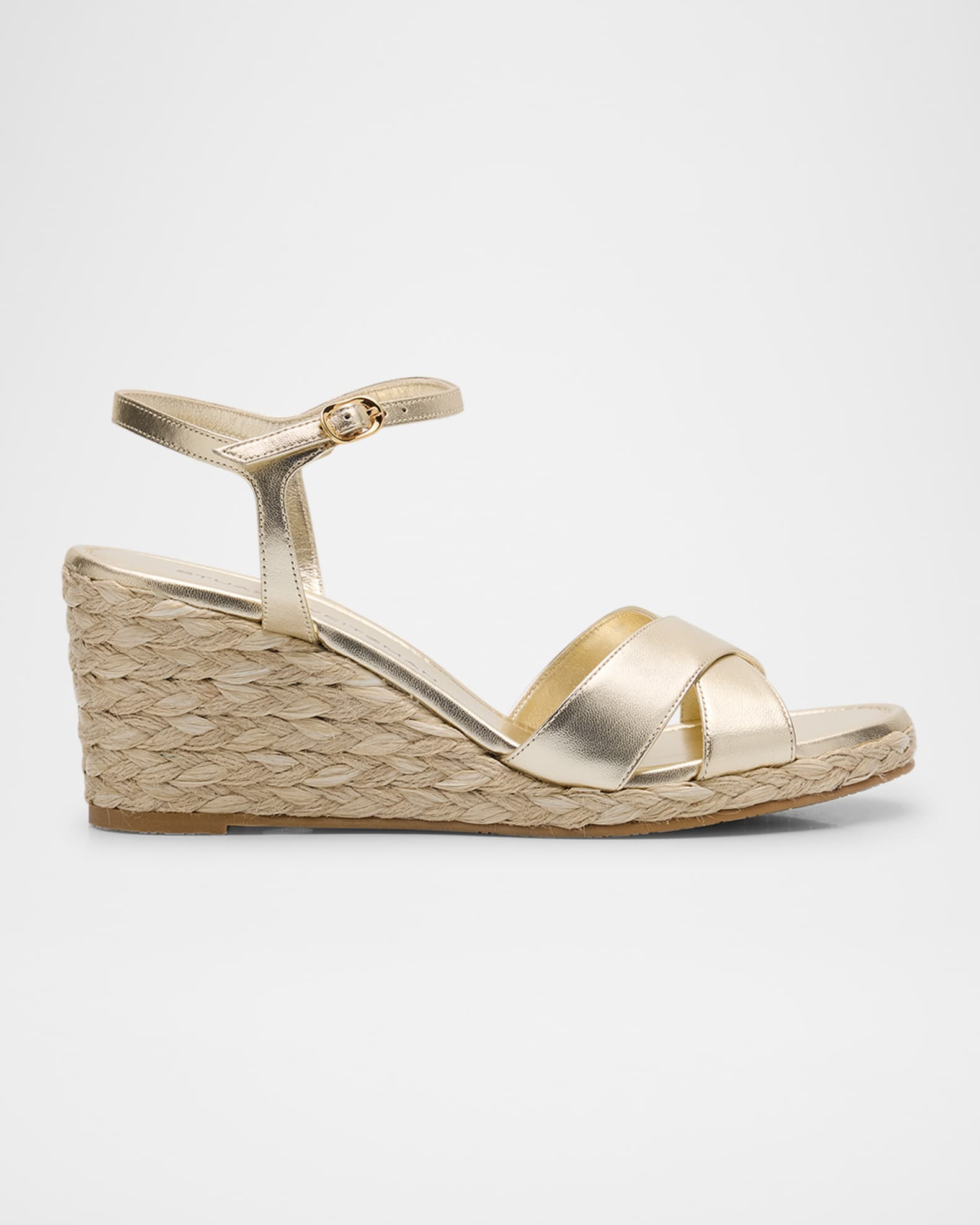 Stuart Weitzman Dayna Metallic Crisscross Espadrille Sandals | Neiman Marcus