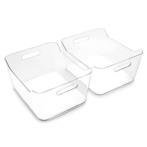 BINO | Plastic Storage Bins, X-Large - 2 Pack, Clear | THE SOHO COLLECTION | Pantry Organizers and Storage Containers Fridge Organizer Bins Kitchen Cabinet Organizer Medicine Cabinet Organizer Bin | Amazon (US)