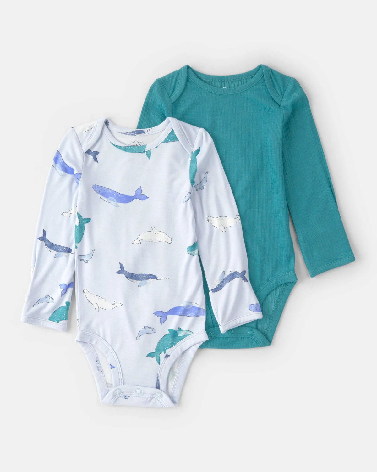 Baby 2-Pack Whale PurelySoft Long-Sleeve Multipack Bodysuits - Blue | Carter's Inc