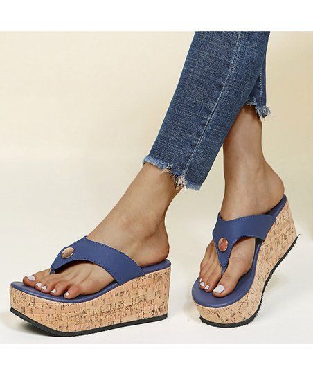 Blue Platform Sandal - Women | Zulily