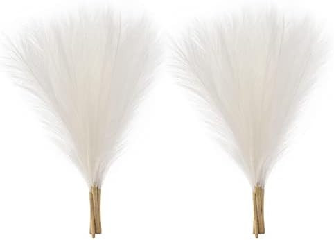 Faux Pampas Grass, Set of 10 Small 17” Stems White Artificial Pampas Grass Decor Fluffy Artific... | Amazon (US)