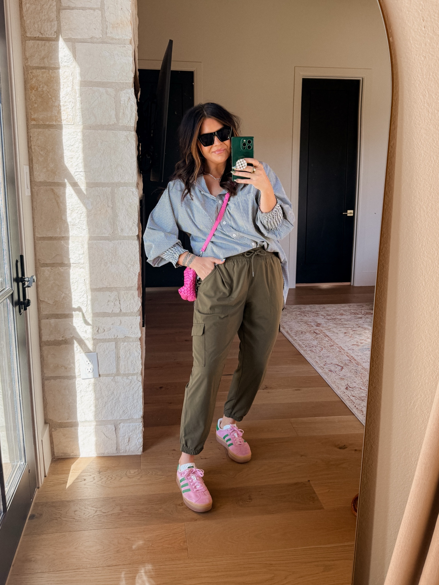 Pinterest Inspo Outfit!
Pinstripe Button Up: XXL
Joggers are old from Old Navy, but I found a bunch of cute green pants I would swap them for!
Adidas Gazelle: true to size 


#LTKOver40 #LTKMidsize #LTKFindsUnder50