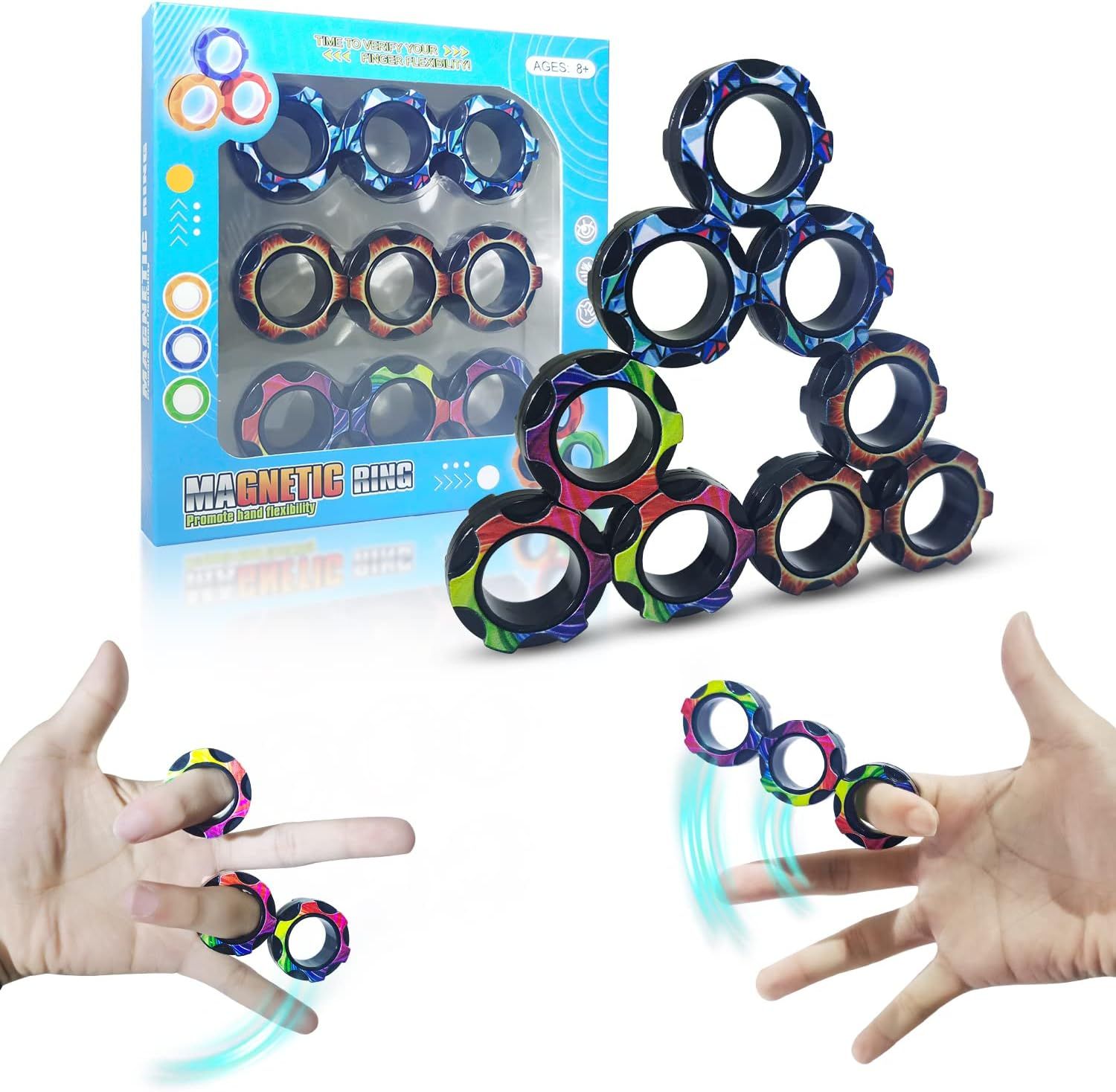 Amazon.com: AHEYE 9Pcs Magnetic Rings,Idea ADHD Fidget Toys,Christmas Magnetic Toys, Christmas Pa... | Amazon (US)
