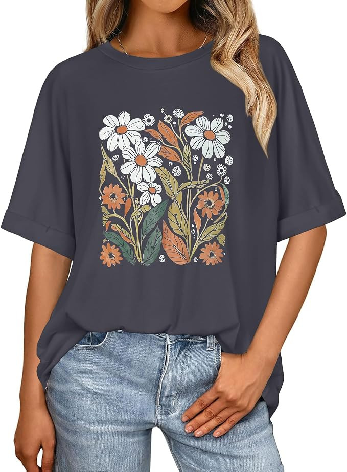 Oversized Tshirts for Women Summer Short Sleeve Casual Tops Loose Shirts | Amazon (US)