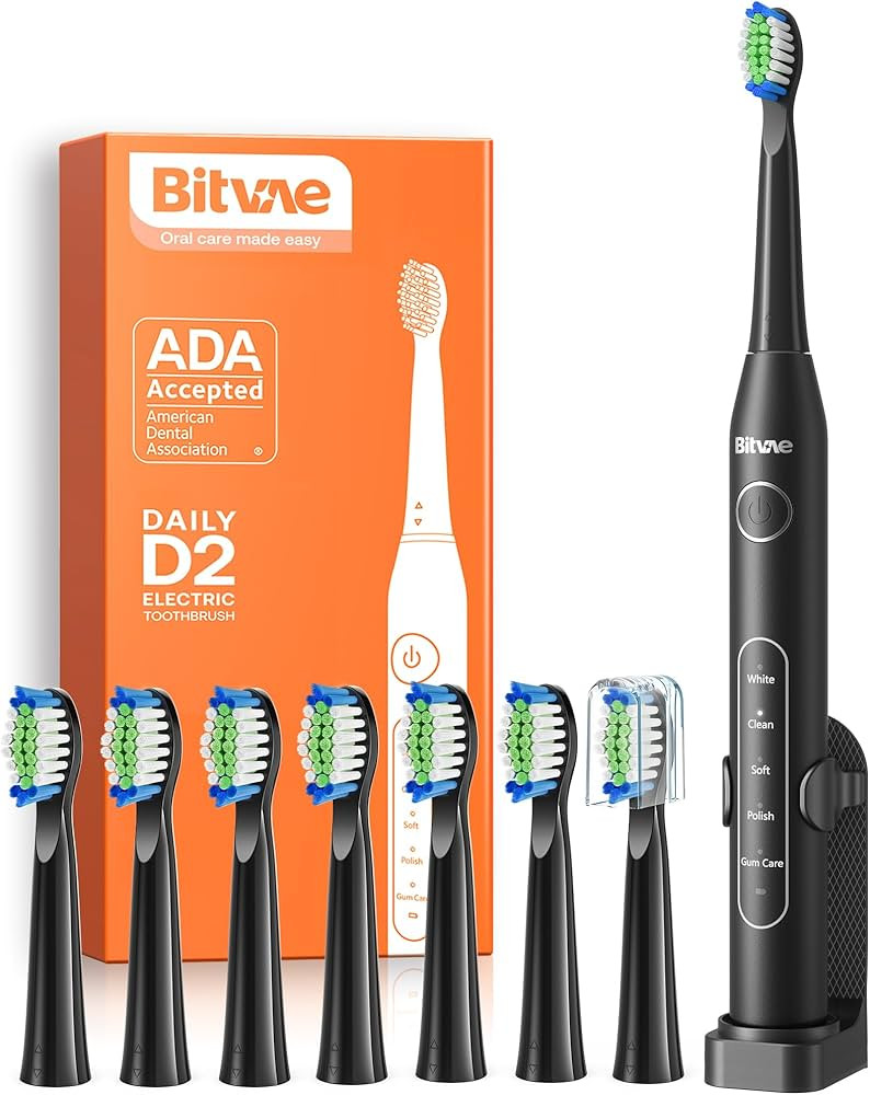 Bitvae Electric Toothbrush for Adults - Ultrasonic Electric Toothbrushes with 8 Brush Heads, ADA ... | Amazon (US)