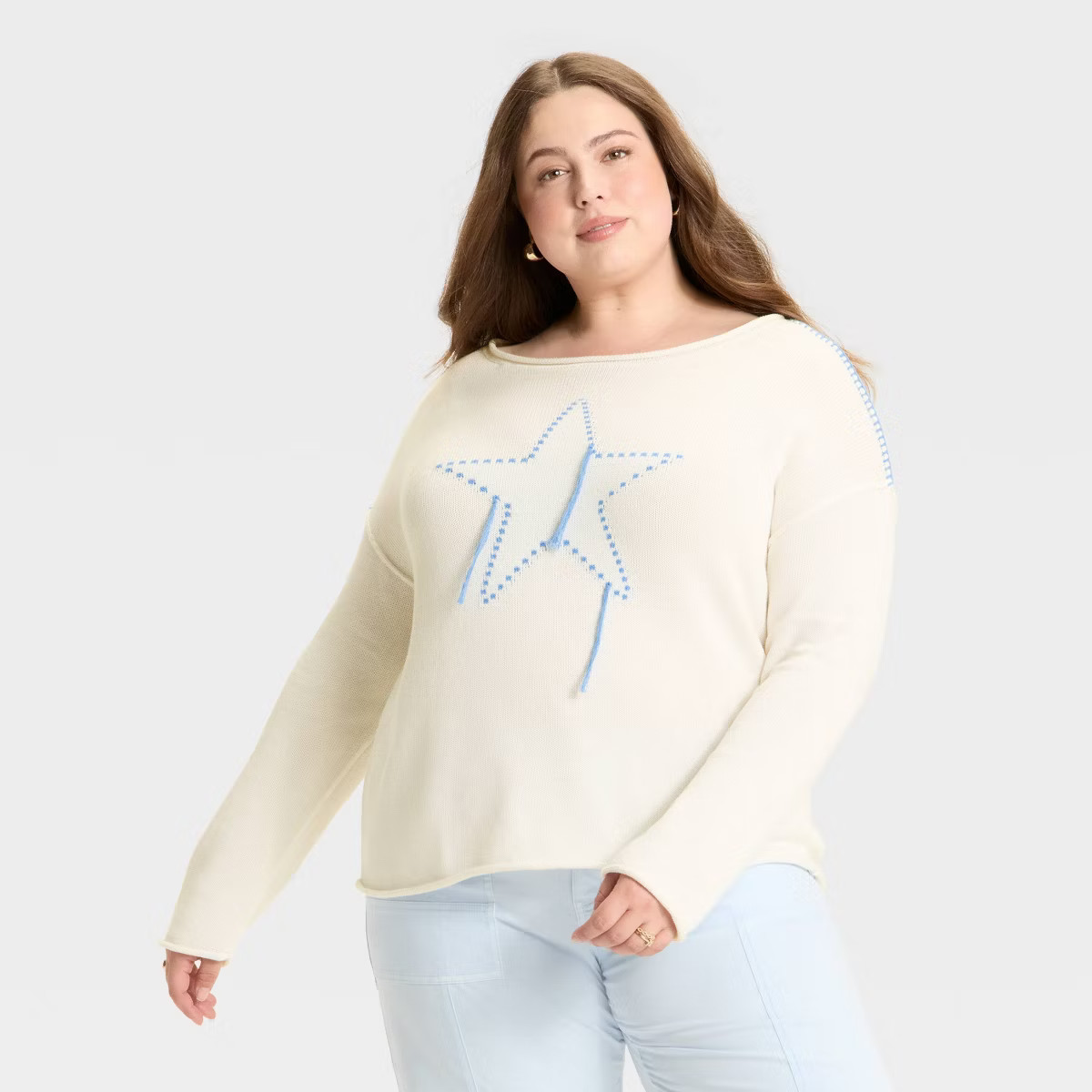 Women's Wide Crewneck Americana Pullover Sweater - Wild Fable™ | Target