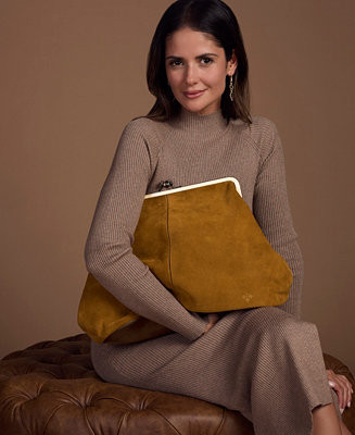 Extra Large Suede Serafina Frame Kiss-Lock Bag | Macy's