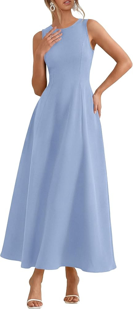 PRETTYGARDEN Women's Maxi Dress Summer Wedding Guest 2026 Spring A Line Long Tank Flowy Modest Sl... | Amazon (US)