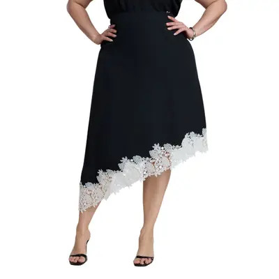 Asym Lace Trimmed Midi Skirt | Nordstrom