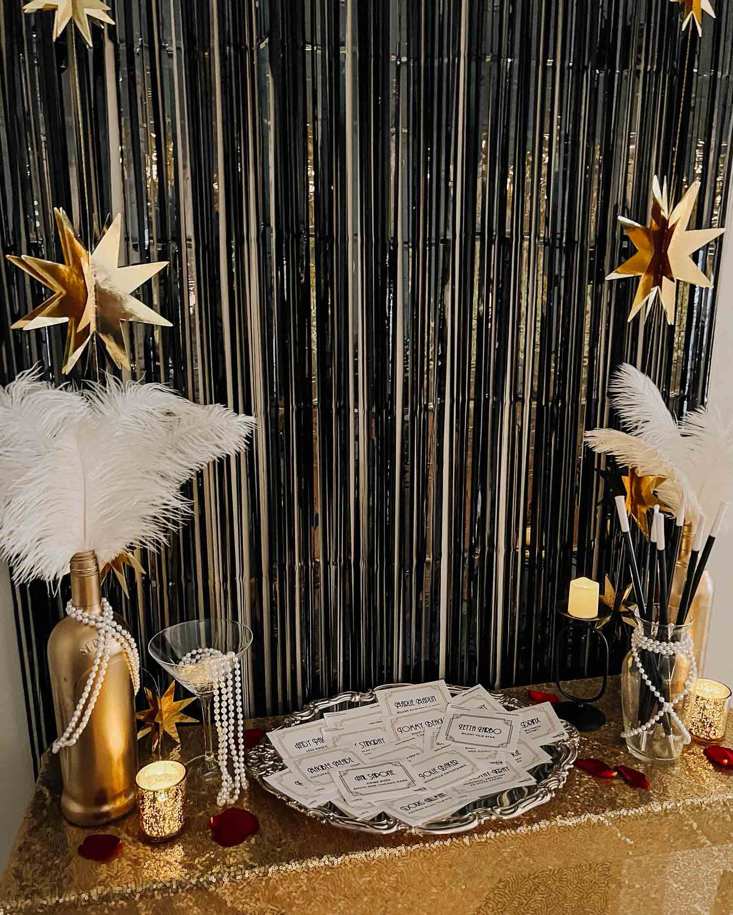 Murder mystery party decor for a gatsby roaring 20’s theme 🔪🥀✨ Perfect for Halloween or new years 

#LTKparties #LTKfindsunder50 #LTKhome