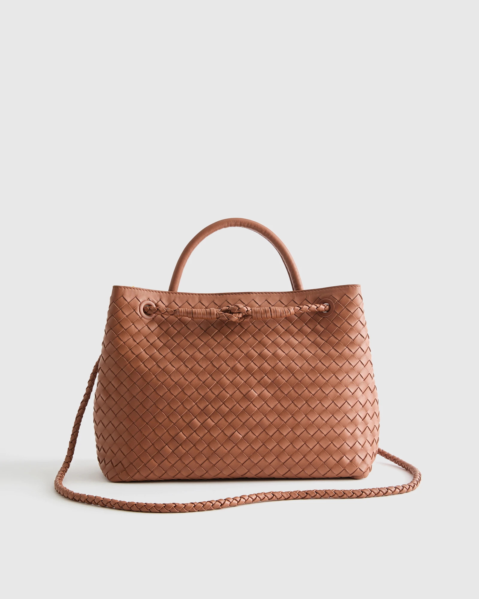 Quince | Women's Romy Handwoven Satchel in Black, Italian Leather | Quince