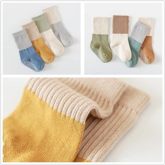 Baby Girls Boys Socks infant Cotton Crew Socks for newborn Non Slip/Anti Skid Toddler Knee-high S... | Amazon (US)