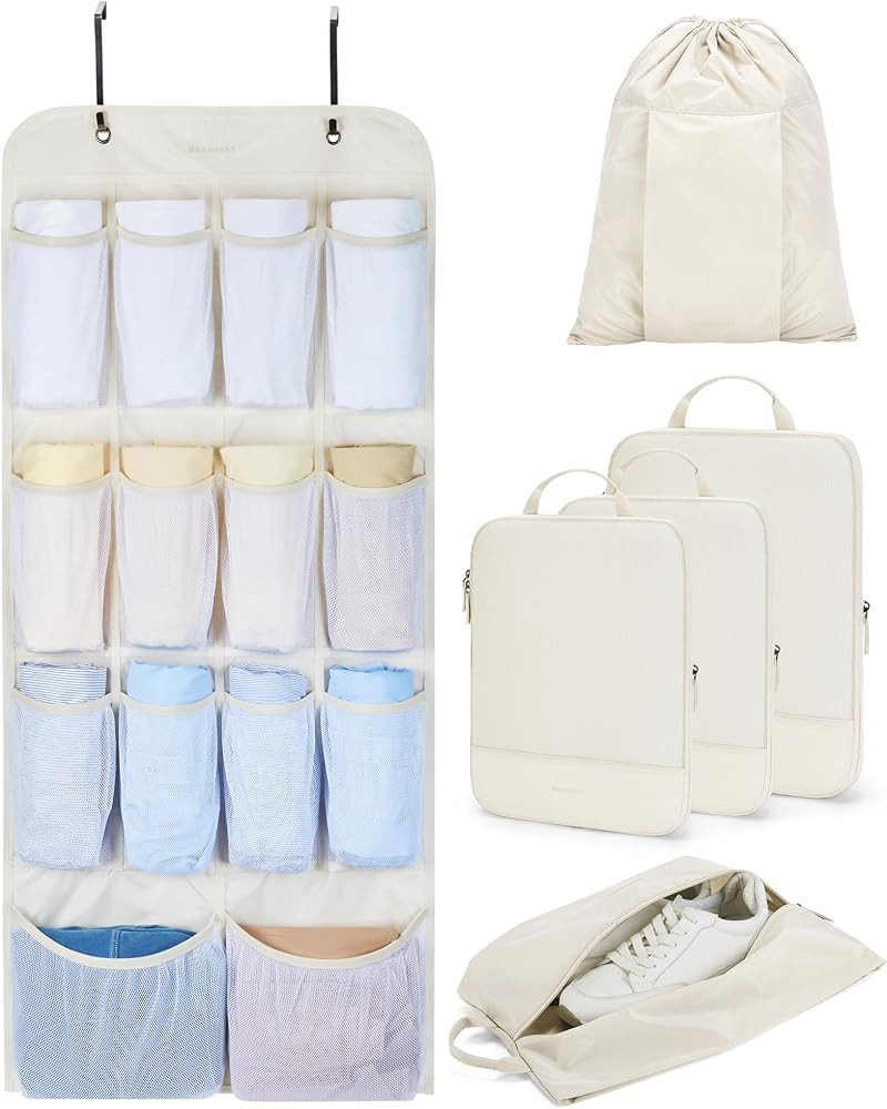 BAGSMART Hanging Compression Packing Cubes 6 Set Cruise Travel Essentials | Amazon (US)