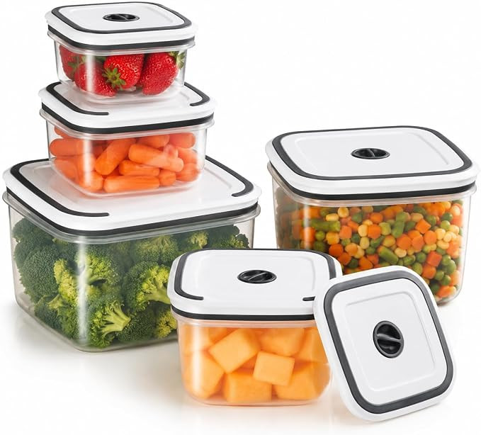 Kit 5 Potes Herméticos Transparentes Plástico Tampa vedante Livre de BPA Empilháveis 360ml a 2... | Amazon (BR)
