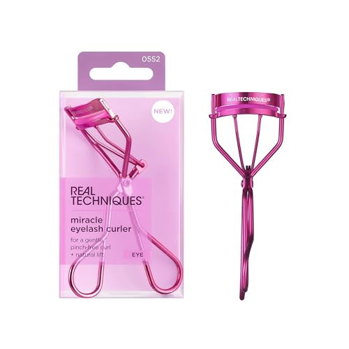 Real Techniques Miracle Eyelash Curler, Gentle Lash Tool for Lifted Lashes, Use with Mascara for Extra Volume, Travel-Size Lash Curler, Comfort Grip & Pinch-Free Design, Pink, Cruelty-Free, 1 Count | Amazon (US)