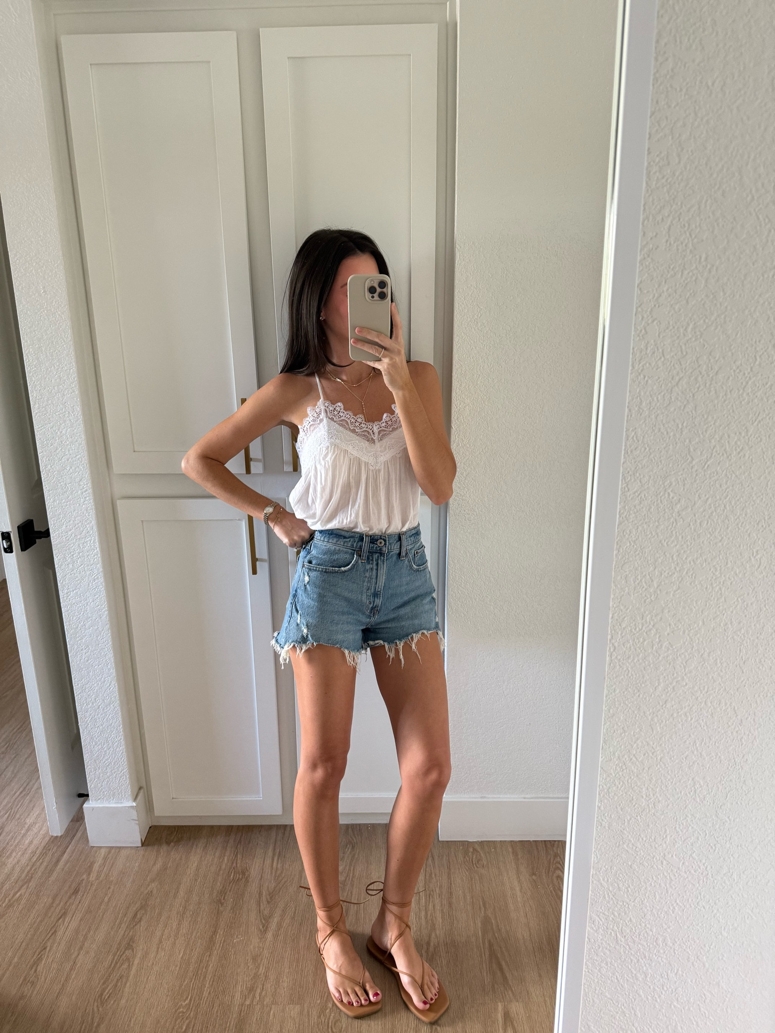 Abercrombie sale! 25-40% Off All Shorts & Swim* + 20% Off Almost Everything Else!**

Use code SHORTSAF for a stackable 15% off on top of the sale! 

I’m 5’7” wearing my usual size 25 curve love in these shorts and XS in the lace tank top!