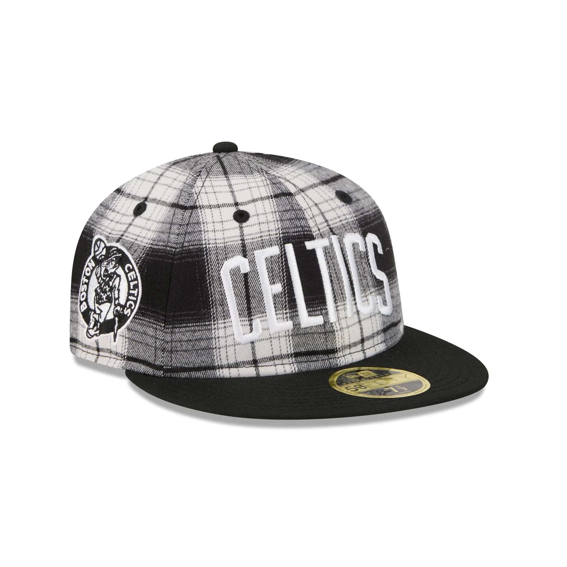 Boston Celtics Grunge Plaid Retro Crown 59FIFTY Fitted Hat | New Era